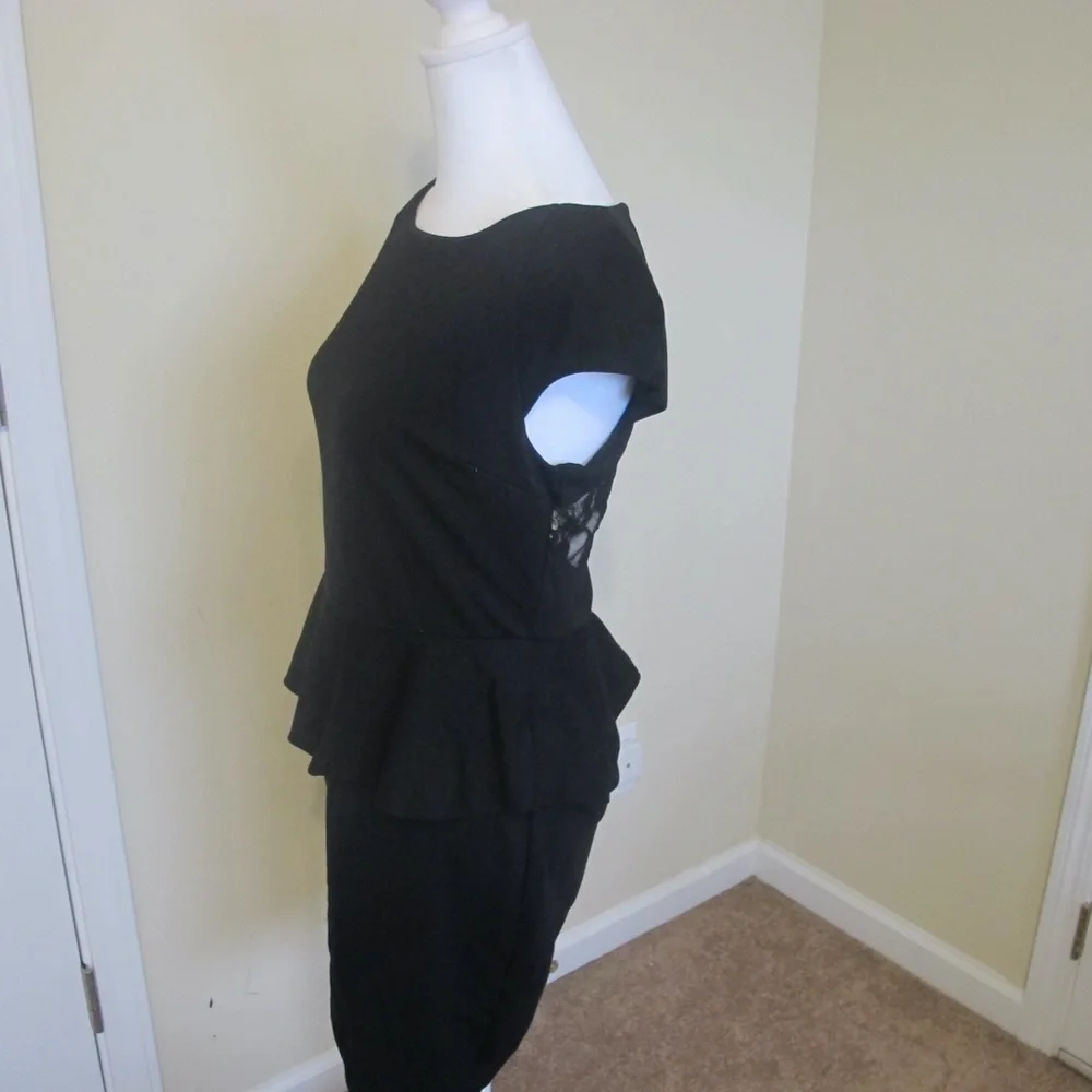 Express Women's Black Date Night Little Black Peplum Dress Size 8 EUC - Picture 5 of 8